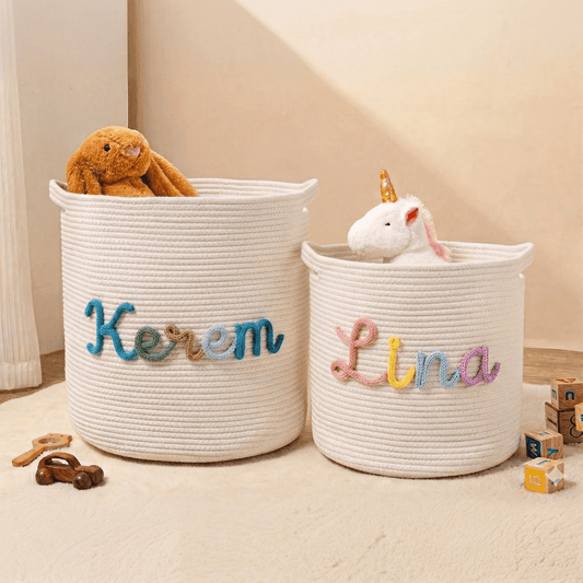 Yumak Bebek® İsimli Renkli Örgü Oyuncak Sepeti